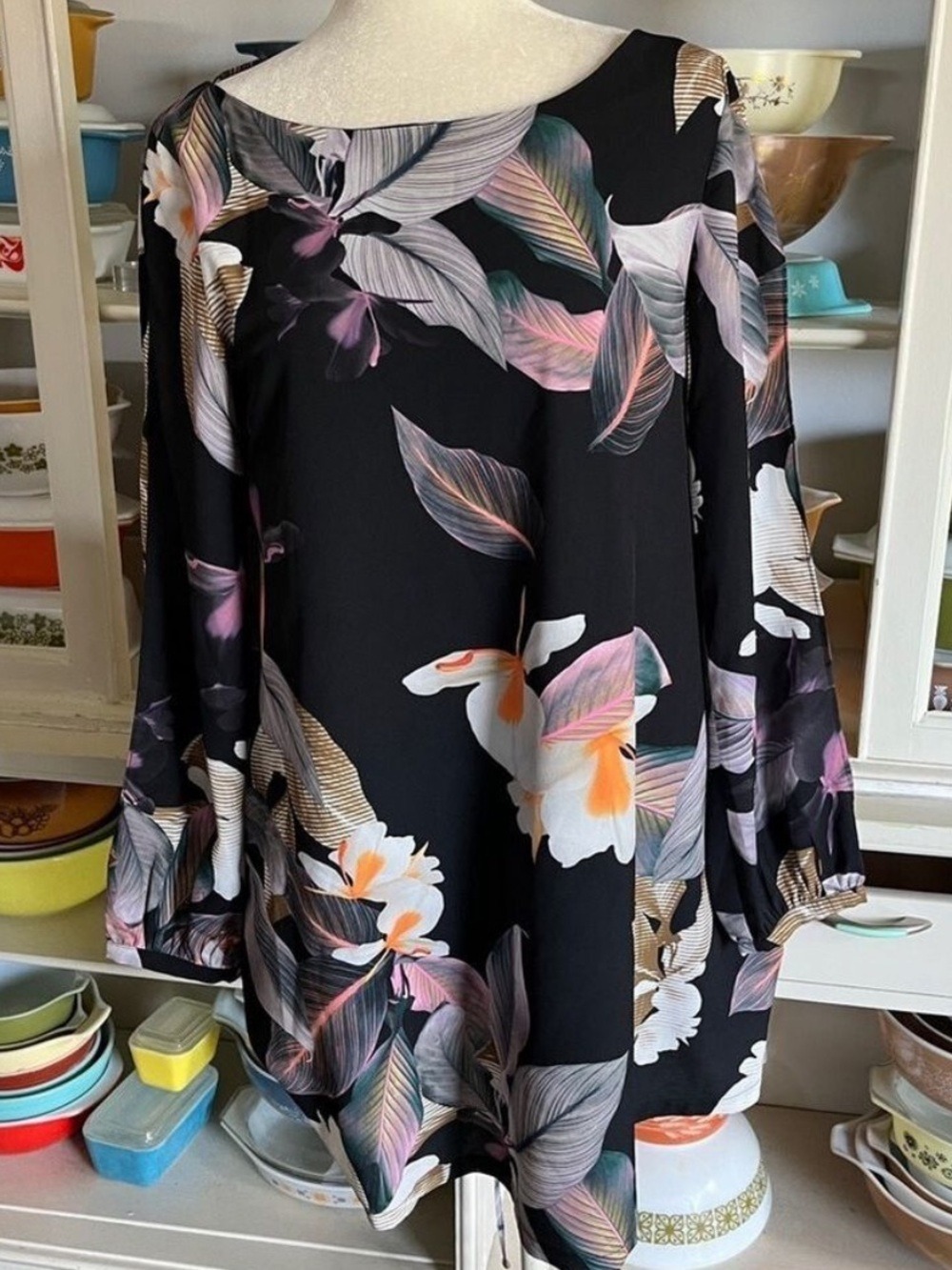 Three of Something Cold Shoulder Floral Strappy Back Dress - Size Medium